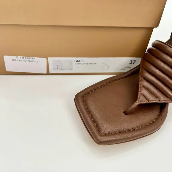 NWT Gia Borghini Women Coffee Brown Gia 8 Puffer Leather Sandals Heels EU37 US7 - Picture 14 of 15